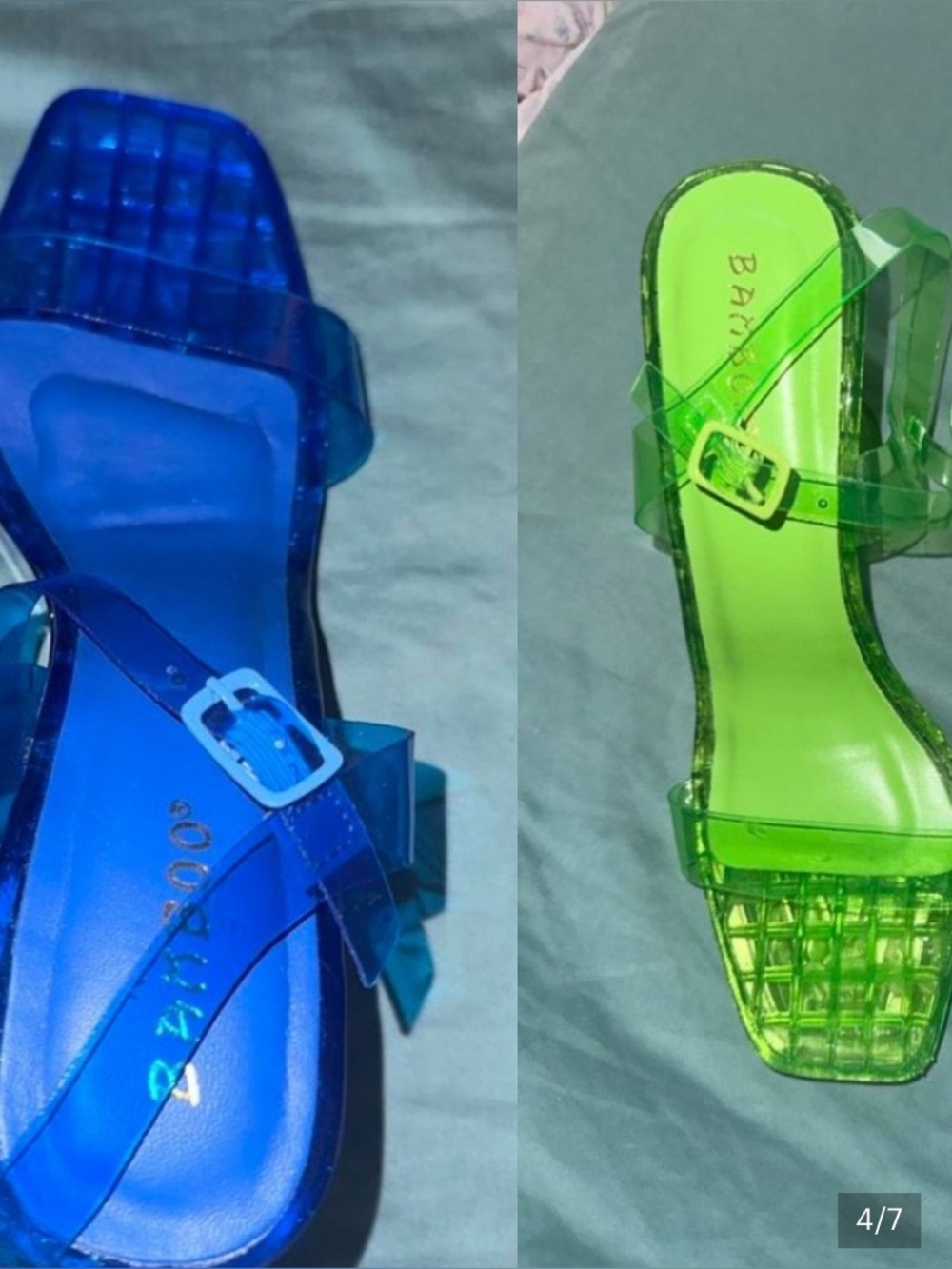 BAMBOO LOT! Blue Clear Strap Sandal Cake-Stand Heels - Women
